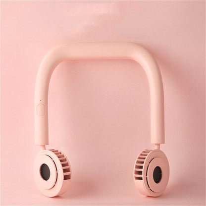 USB Charging Fan Portable Mini Hanging Neck Fan(Cherry Blossom Powder) by buy2fix