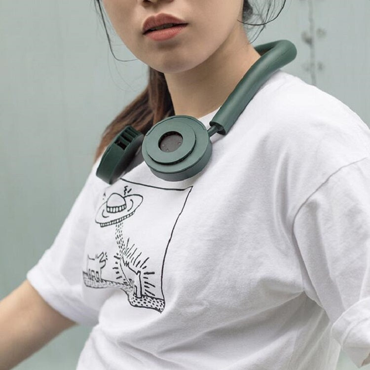 USB Charging Fan Portable Mini Hanging Neck Fan(Cherry Blossom Powder) by buy2fix