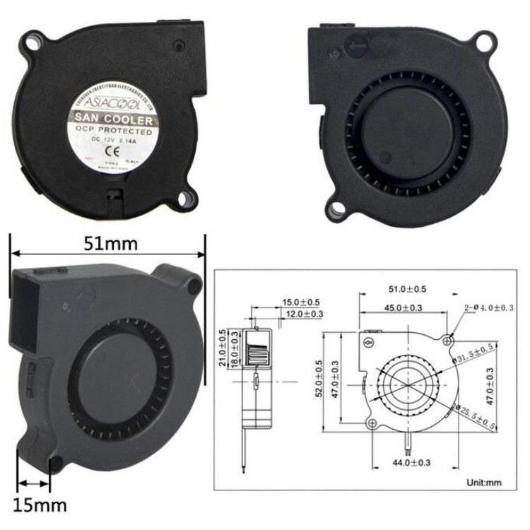 ASIACOOL Silent Turbo Blower Fan, Specification:5015 12V - Range Hood Parts by buy2fix | Online Shopping UK | buy2fix