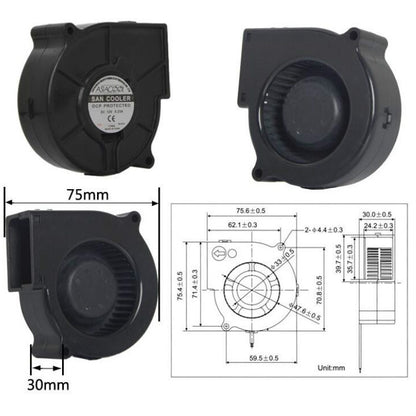 ASIACOOL Silent Turbo Blower Fan, Specification:7530 12V - Range Hood Parts by buy2fix | Online Shopping UK | buy2fix