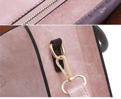 3 in 1 Leather Women Large Tote Bags Shoulder Bag Messenger Bag Purse(Brown) - Handbags by buy2fix | Online Shopping UK | buy2fix