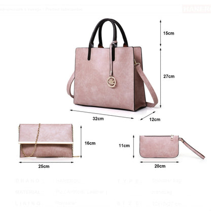 3 in 1 Leather Women Large Tote Bags Shoulder Bag Messenger Bag Purse(Brown) - Handbags by buy2fix | Online Shopping UK | buy2fix