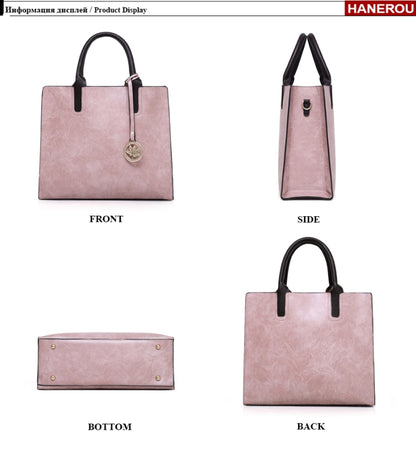 3 in 1 Leather Women Large Tote Bags Shoulder Bag Messenger Bag Purse(Brown) - Handbags by buy2fix | Online Shopping UK | buy2fix
