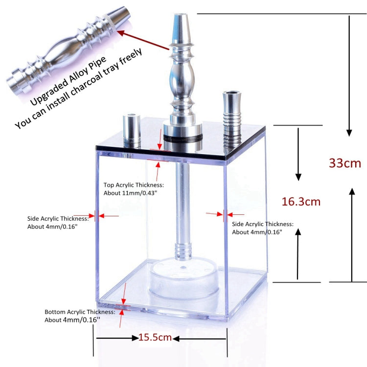 Square Acrylic Hookah Set(Blue) - Cigarette Box & Ashtrays by buy2fix | Online Shopping UK | buy2fix