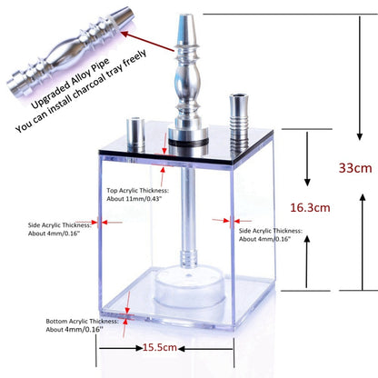 Square Acrylic Hookah Set(Blue) - Cigarette Box & Ashtrays by buy2fix | Online Shopping UK | buy2fix