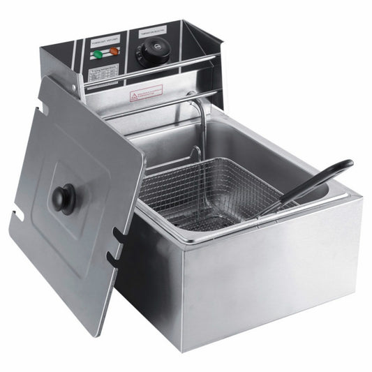 Desktop Thickening Electric Fryer Fried Chicken Legs Fries Stainless Steel Electric Fryer With Basket(Single Cylinder Single Screen) - Electric Deep Fryers by buy2fix | Online Shopping UK | buy2fix