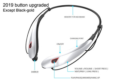 Large Capacity Battery Handsfree Sport Wireless Bluetooth Stereo Earphones with Mic(Black red) - Neck-mounted Earphone by buy2fix | Online Shopping UK | buy2fix