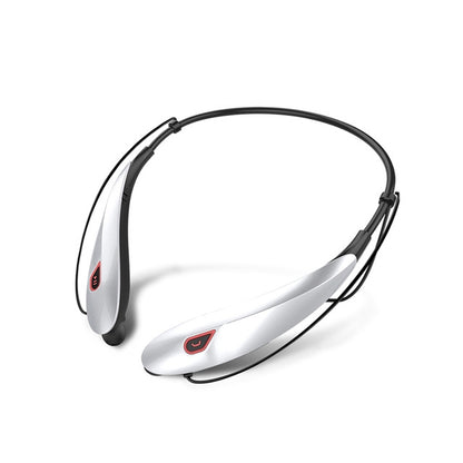 Large Capacity Battery Handsfree Sport Wireless Bluetooth Stereo Earphones with Mic(White Red) - Neck-mounted Earphone by buy2fix | Online Shopping UK | buy2fix