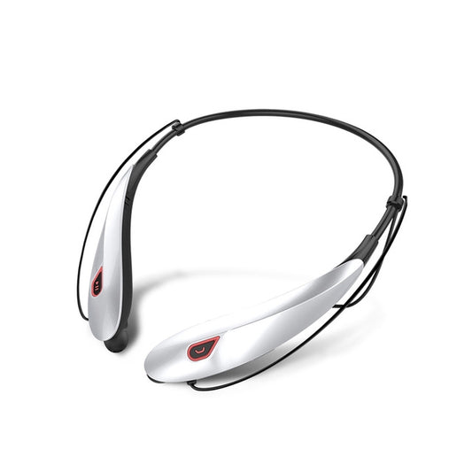 Large Capacity Battery Handsfree Sport Wireless Bluetooth Stereo Earphones with Mic(White Red) - Neck-mounted Earphone by buy2fix | Online Shopping UK | buy2fix