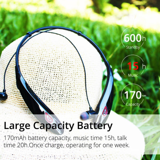 Large Capacity Battery Handsfree Sport Wireless Bluetooth Stereo Earphones with Mic(White Red) - Neck-mounted Earphone by buy2fix | Online Shopping UK | buy2fix