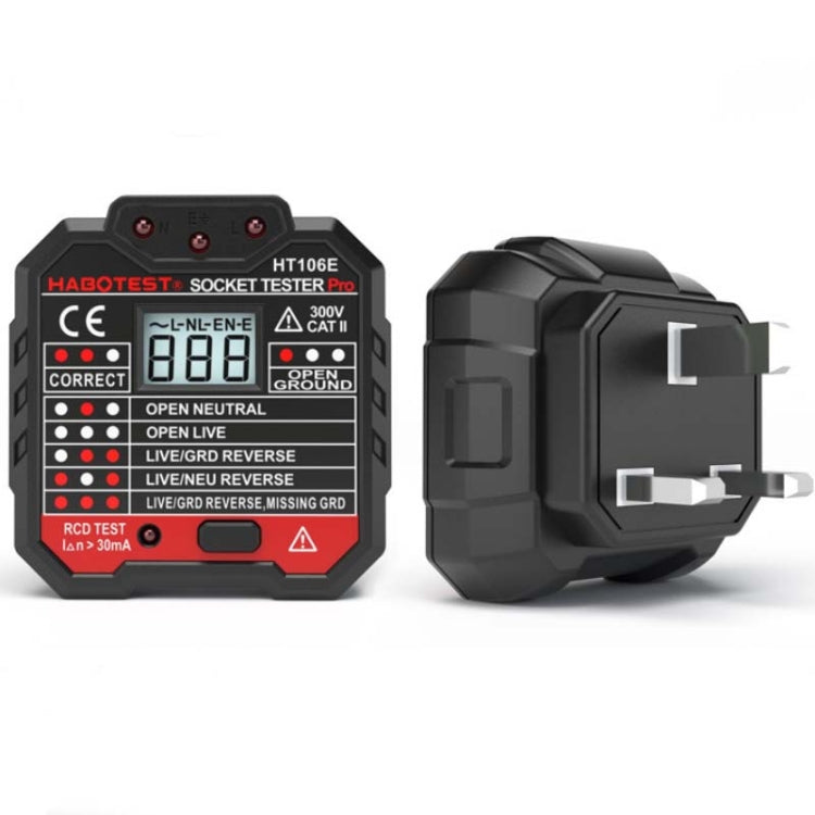 HT106 Socket Testers Voltage Test Detector Ground Line Neutral Line Live Line Leakage Electroscope(UK Plug) - Current & Voltage Tester by buy2fix | Online Shopping UK | buy2fix