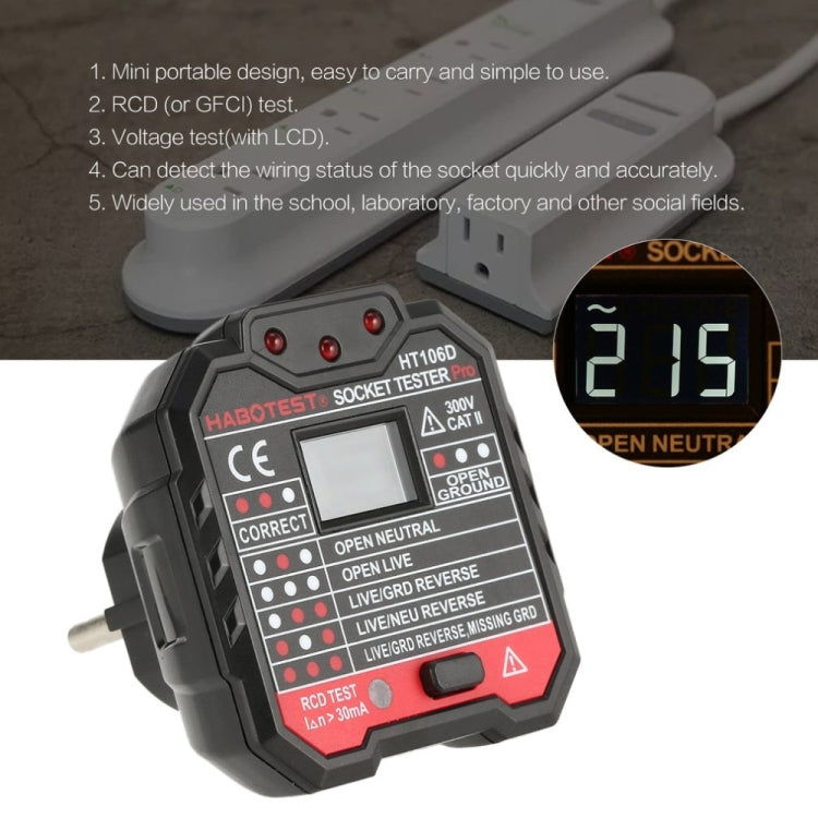 HT106 Socket Testers Voltage Test Detector Ground Line Neutral Line Live Line Leakage Electroscope(UK Plug) - Current & Voltage Tester by buy2fix | Online Shopping UK | buy2fix