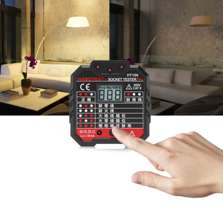 HT106 Socket Testers Voltage Test Detector Ground Line Neutral Line Live Line Leakage Electroscope(UK Plug) - Current & Voltage Tester by buy2fix | Online Shopping UK | buy2fix