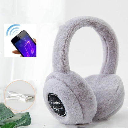 Bluetooth Earmuffs Winter Plush Windproof Men And Women Ear Cover(Gray) - Smart Hats by buy2fix | Online Shopping UK | buy2fix