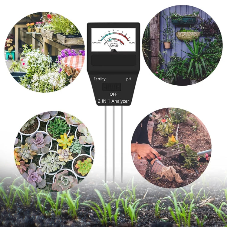 2 in 1 Soil PH Meter Fertility Tester Instrument Gardening Tools with 3 Probes - PH & Moisture Meter by buy2fix | Online Shopping UK | buy2fix