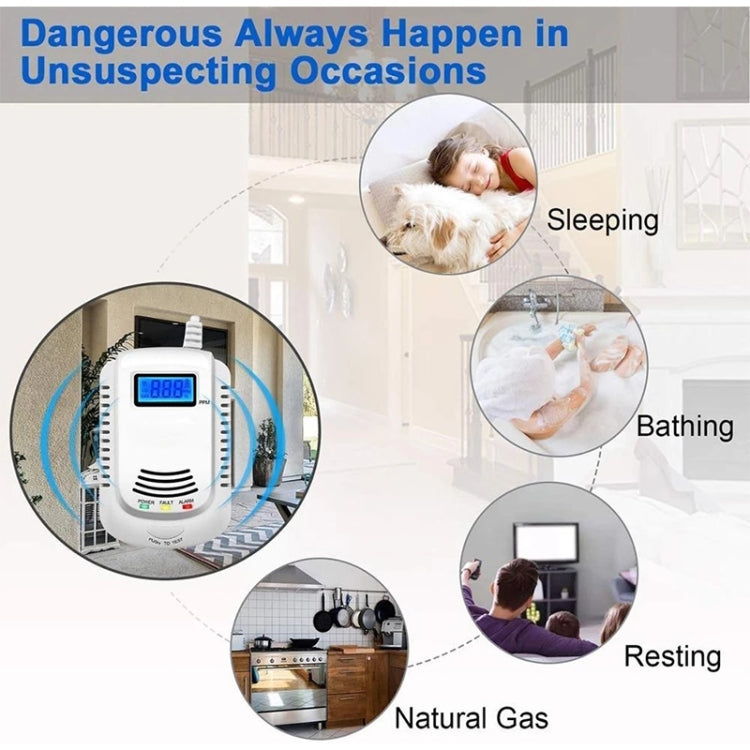 Coalgas Natural Gas Methane Propane Leak Detector Tester Measurer Home Security Tool, EU Plug - Gas Monitor by buy2fix | Online Shopping UK | buy2fix