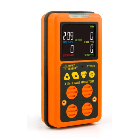 ST8900 4 in 1 Toxic Gas CO Carbon Monoxide Detector Hydrogen Sulfide H2S Oxygen Combustible Gas Test LCD Display Monitor, Sound Light Vibration Alarm, CN Plug - Gas Monitor by buy2fix | Online Shopping UK | buy2fix