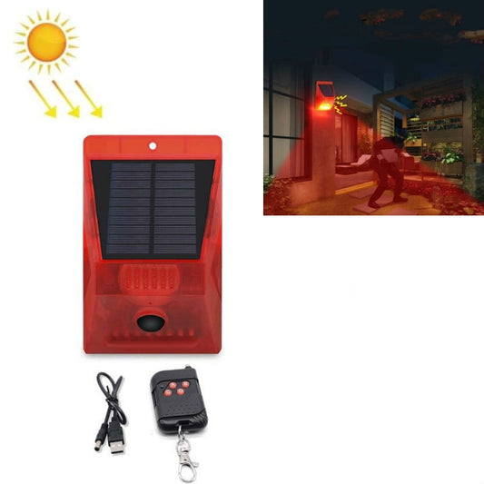 129dB Solar Alarm Light Human Body Induction Remote Control Alarm Farm Anti-theft Drive Object Sound and Light Alarm Light, Style:N911C English - Alarm System by buy2fix | Online Shopping UK | buy2fix