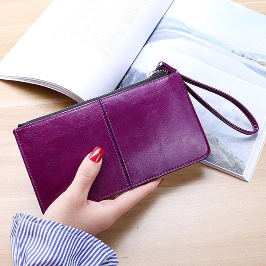 Women Zip Wallet Long Clutch Multi Card Holder Wallet Wrist Wallet(Purple) - Wallets by buy2fix | Online Shopping UK | buy2fix