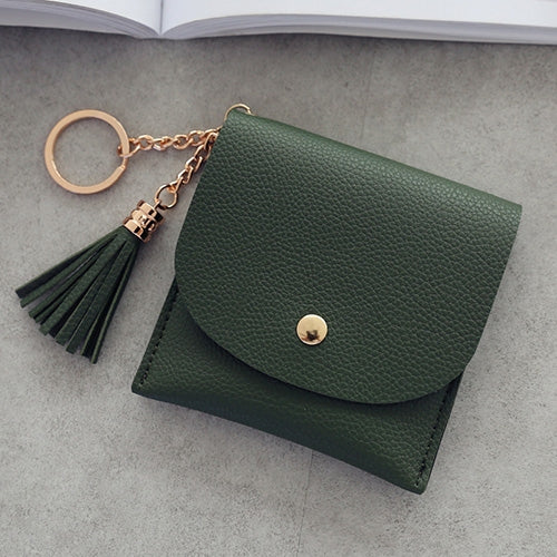 Fashion Women Wallet Short Leather Mini Casual ID Card Holders Bags Ladies Coin Clutch Tassel Bag(Green) - Wallets by buy2fix | Online Shopping UK | buy2fix