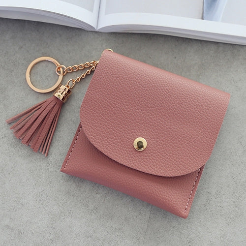 Fashion Women Wallet Short Leather Mini Casual ID Card Holders Bags Ladies Coin Clutch Tassel Bag(Dark Pink) - Wallets by buy2fix | Online Shopping UK | buy2fix