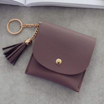 Fashion Women Wallet Short Leather Mini Casual ID Card Holders Bags Ladies Coin Clutch Tassel Bag(Grey Blue) - Wallets by buy2fix | Online Shopping UK | buy2fix