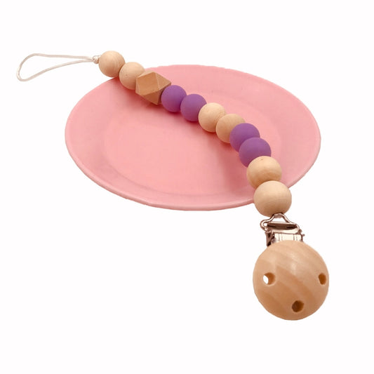 Baby Pacifier Clip Chain Wooden Holder Soother Pacifier Clips Leash Strap Nipple Holder for Infant Feeding(pink) - Cups & Silicone Nipple by buy2fix | Online Shopping UK | buy2fix