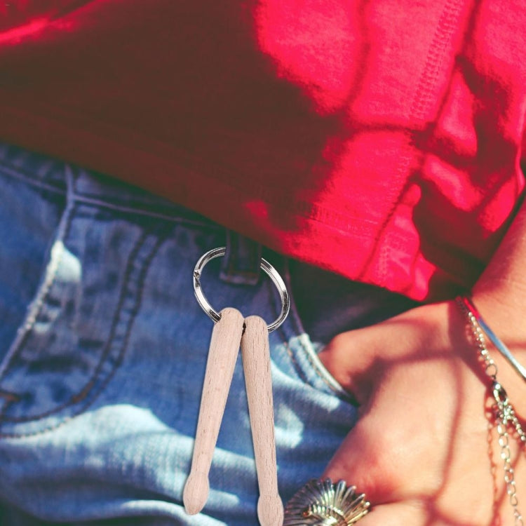 3 PCS Mini Drumsticks Keychain Beech Drum Sticks Percussion Music Gift(Single) by buy2fix