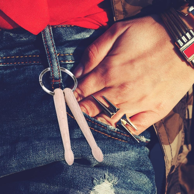 3 PCS Mini Drumsticks Keychain Beech Drum Sticks Percussion Music Gift(Single) by buy2fix