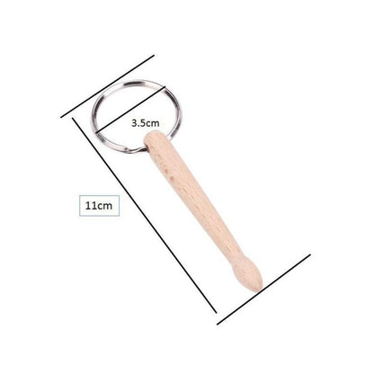 3 PCS Mini Drumsticks Keychain Beech Drum Sticks Percussion Music Gift(Double) by buy2fix