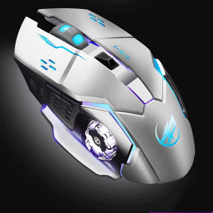 WARWOLF Q8 Wireless Rechargeable Mouse Glowing Gaming Mouse(Silver) by buy2fix