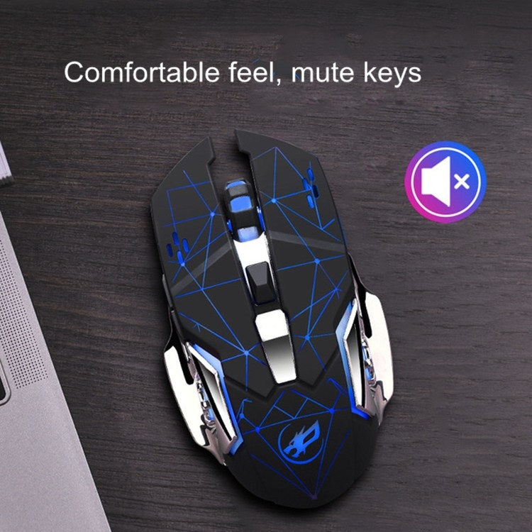 WARWOLF Q8 Wireless Rechargeable Mouse Glowing Gaming Mouse(Silver) by buy2fix