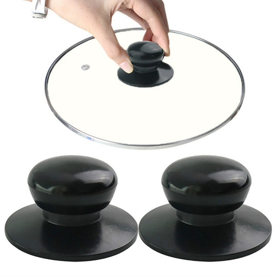 Couvercle de Pot universel, 2 pièces, capuchon de poignée, chapeau, raccord en acier inoxydable (noir)