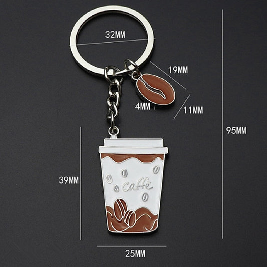 2 PCS Coffee Cup Keychain Creative Metal Pendant Small Gift by buy2fix