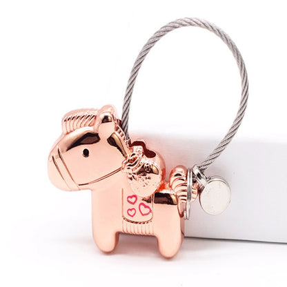 Couple Keychain with Magnet Creative Metal Small Gift Car Bag Pendant(Rose Gold) by buy2fix
