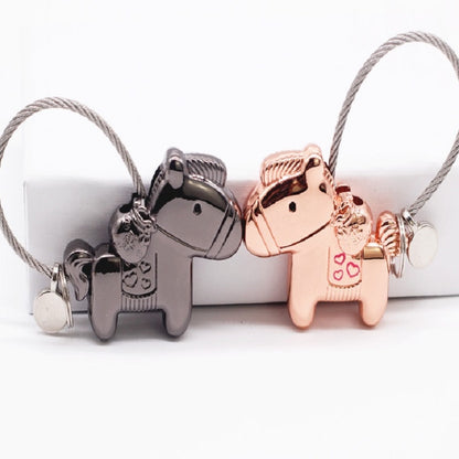 Couple Keychain with Magnet Creative Metal Small Gift Car Bag Pendant(Light Gold) by buy2fix