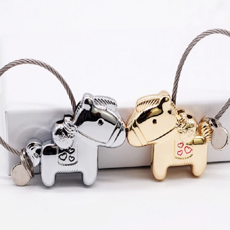 Couple Keychain with Magnet Creative Metal Small Gift Car Bag Pendant(Light Gold) by buy2fix