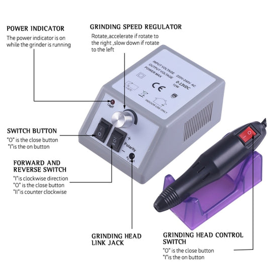 Professional Electric Nail Drill Manicure Machine Pedicure Nail Art Equipment Electronic Nail File with Drills 6 Bits(220V EU) - Grinding Tools & Accessories by buy2fix | Online Shopping UK | buy2fix