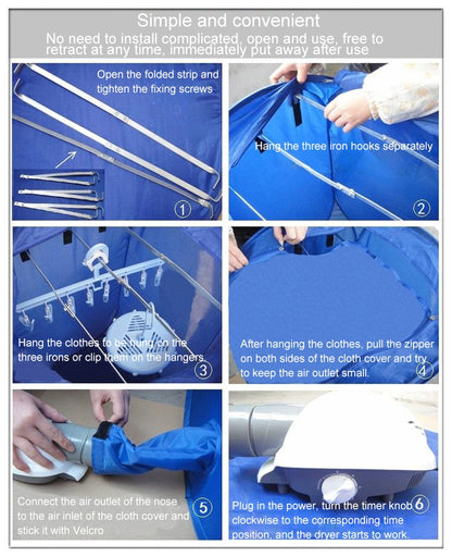 Foldable Free Installation Portable Household Mini Clothes Dryer(Blue) - Dryers & Accessories by buy2fix | Online Shopping UK | buy2fix