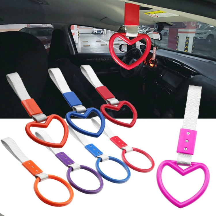 JDM Car Static Belt Decorative Warning Hanging Ring Rear Bumper Warning Ring Car Safety Hand Ring(Heart-Shaped Pink) by buy2fix