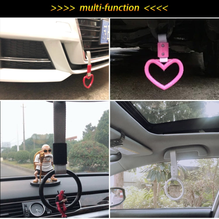 JDM Car Static Belt Decorative Warning Hanging Ring Rear Bumper Warning Ring Car Safety Hand Ring(Heart-Shaped Pink) by buy2fix