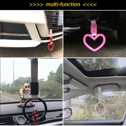 JDM Car Static Belt Decorative Warning Hanging Ring Rear Bumper Warning Ring Car Safety Hand Ring(Heart-Shaped Pink) by buy2fix
