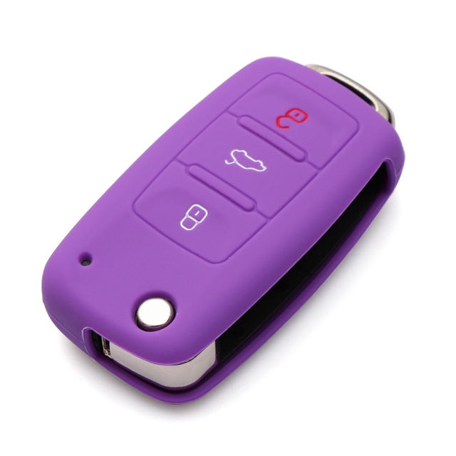 2 PCS Silicone Car Key Cover Case for Volkswagen Golf(Purple) by buy2fix
