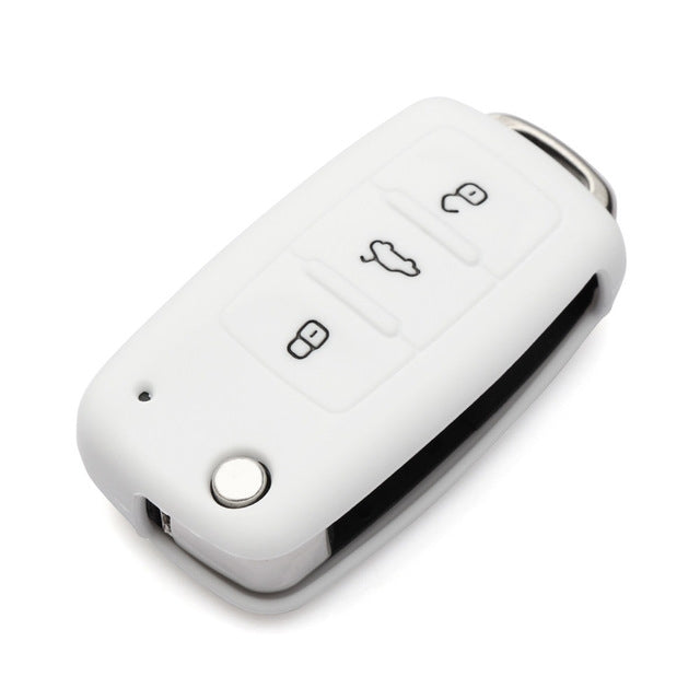2 PCS Silicone Car Key Cover Case for Volkswagen Golf(White) by buy2fix