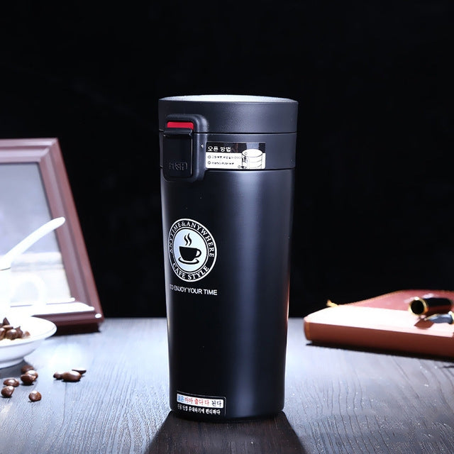 Stainless Steel Thermos Cups Insulated Tumbler, Capacity:380ml(BLACK) - Vacuum Thermoses & Cups by KARASSBEAR | Online Shopping UK | buy2fix