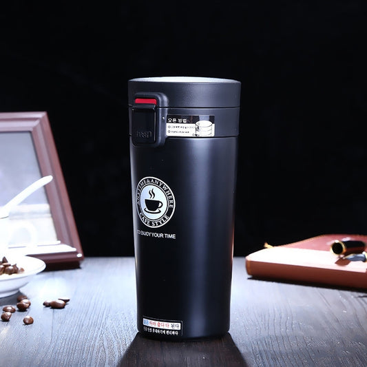Stainless Steel Thermos Cups Insulated Tumbler, Capacity:380ml(BLACK) - Vacuum Thermoses & Cups by KARASSBEAR | Online Shopping UK | buy2fix