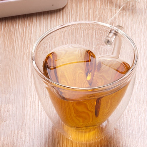 Heart Shaped Double Wall Glass Mug Resistant Transparent Tea Cups(240ml) - Vacuum Thermoses & Cups by buy2fix | Online Shopping UK | buy2fix