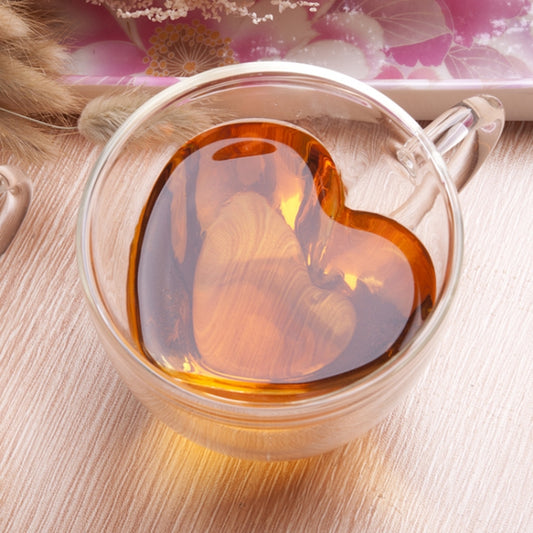 Heart Shaped Double Wall Glass Mug Resistant Transparent Tea Cups(240ml) - Vacuum Thermoses & Cups by buy2fix | Online Shopping UK | buy2fix