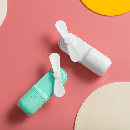 USB Charging Handheld Mini Folding Fan Desktop Fan(White) by buy2fix