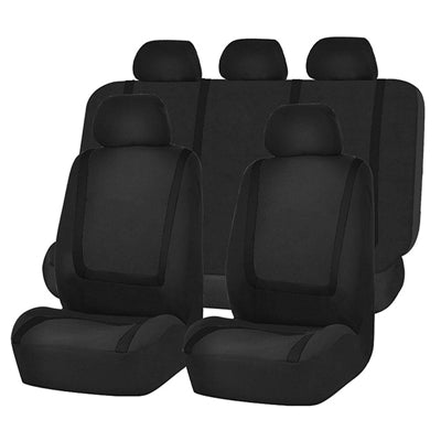 Universal Car Seat Cover Polyester Fabric Automobile Seat Covers Car Seat Cover Vehicle Seat Protector Interior Accessories 9pcs Set Black by buy2fix